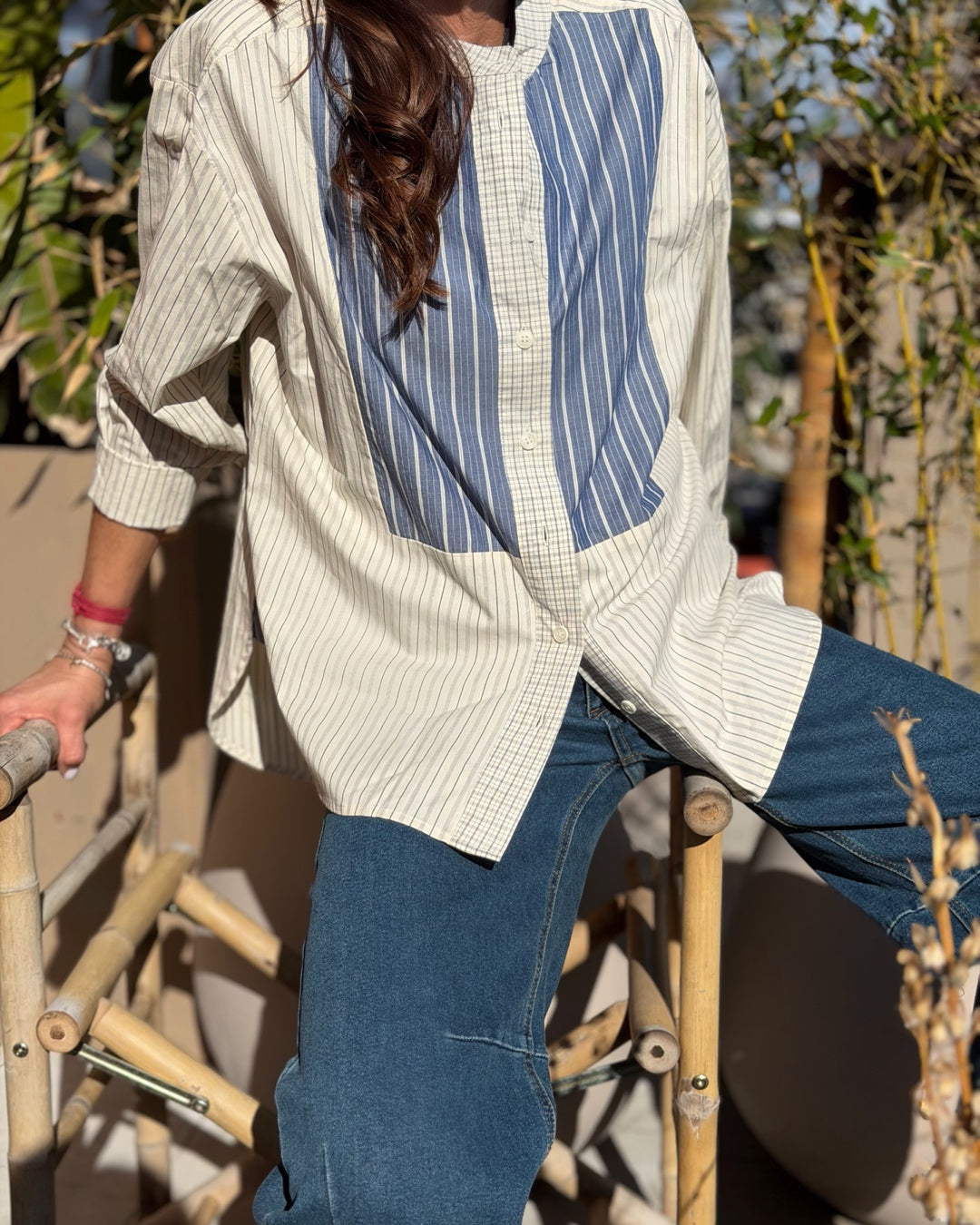 Camicia Cotone Righe Patchwork